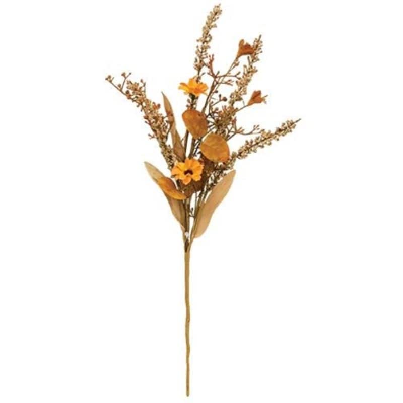Fall Wildflowers & Heather Pick - brown-green-yellow - L- 16.00 in.