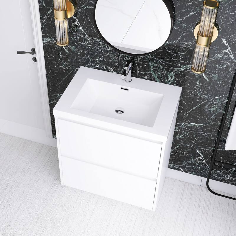 Floating Bathroom Vanity with Integrated Resin Top