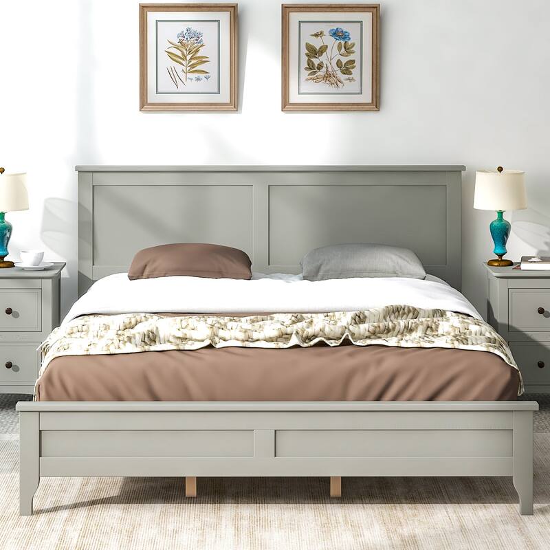 Queen Size Modern Solid Wood Platform Bed with Wear-Resistant Finish
