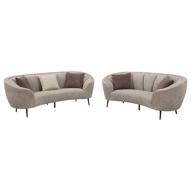 Ellorie Upholstered Curved Sofa Set Beige - 2 Piece