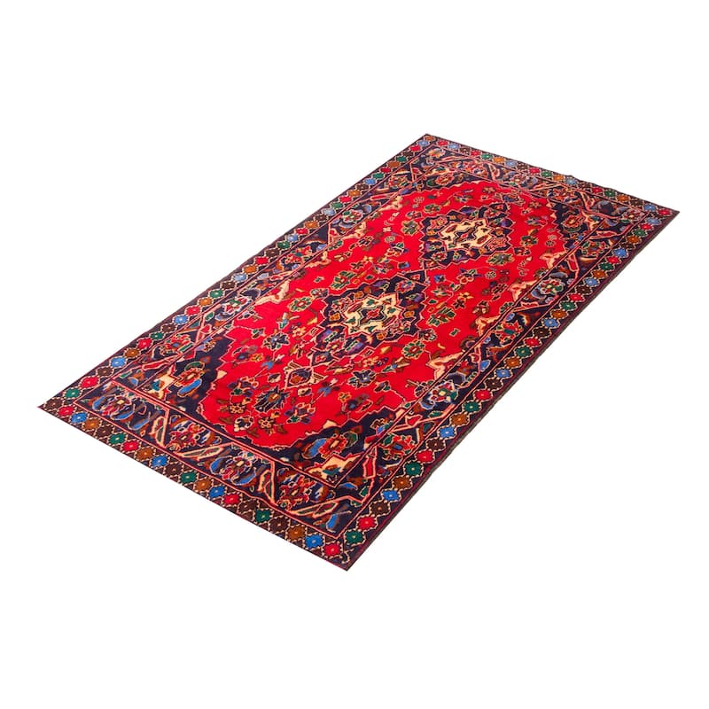 ECARPETGALLERY Hand-knotted Teimani Red Wool Rug - 3'6 x 6'9