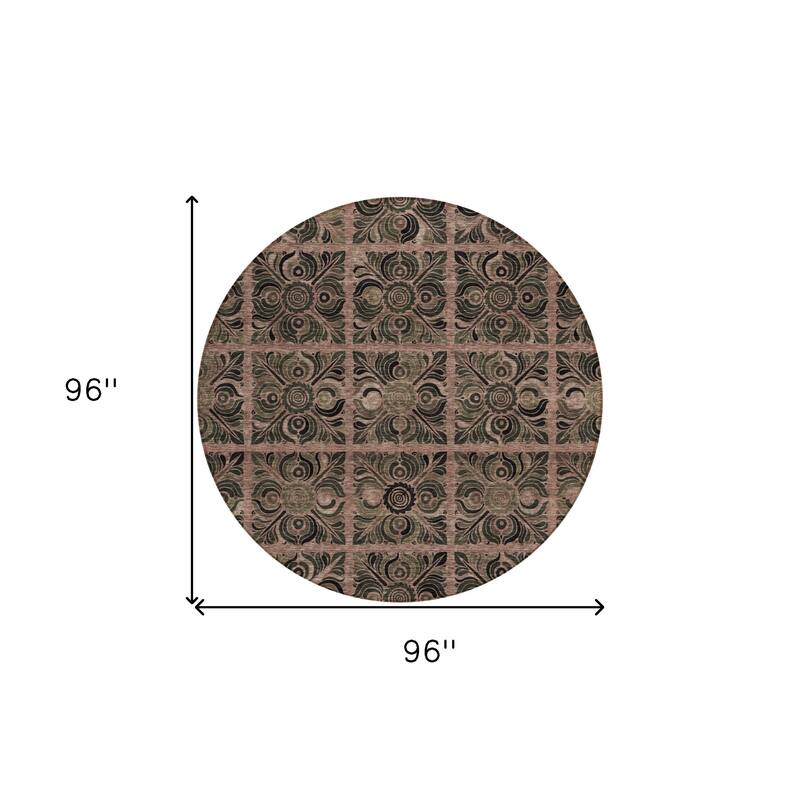 HomeRoots Medallion Transitional Rectangle Outdoor Rug