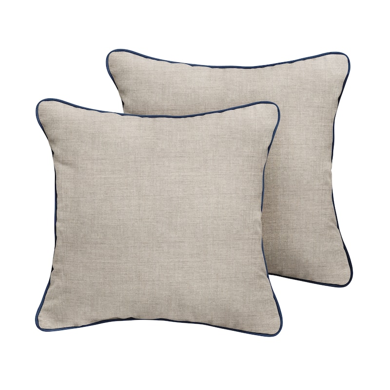 Sorra Home Sunbrella Cast Silver Indoor/Outdoor Corded Pillow Set of 2