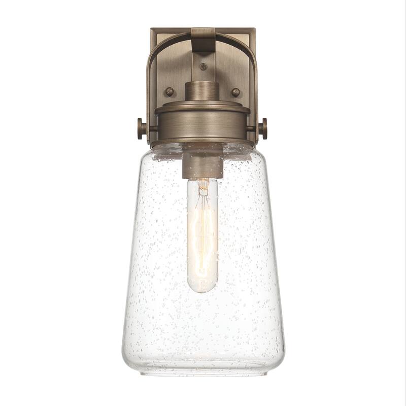 Gage Seedy Glass and Metal Wall Mounted Outdoor Light - 7.1"L x 6.5"W x 14.5"H