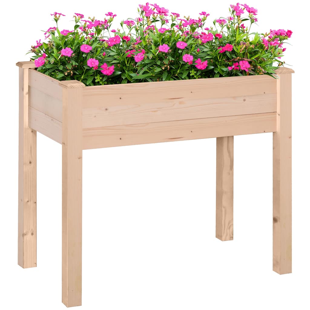 Outdoor Raised Garden Planter Box with Self-Draining and Fabric Filter