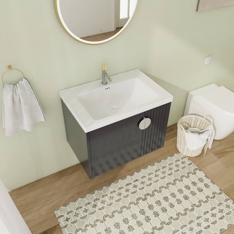 28" Floating Bathroom Vanity with Sink,Wall Mounted Bathroom Vanity with Soft Close Door