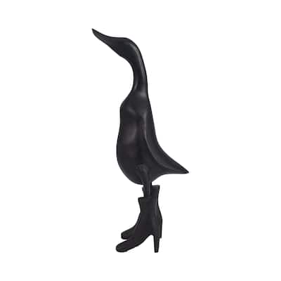 Sagebrook Home Bamboo 20" Duck In Rainboots, Abstract, 20"H, Solid Color, Figurines, Decorative Accessories