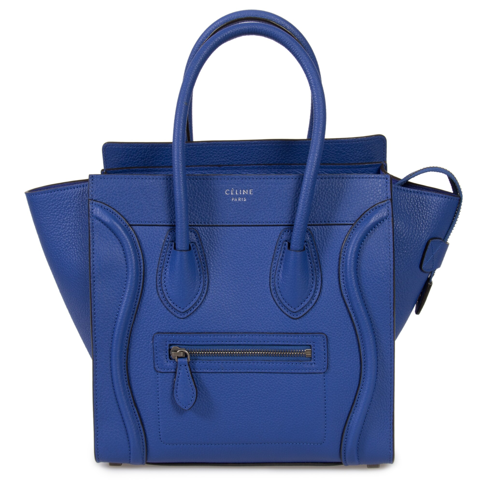 micro luggage handbag in baby drummed calfskin