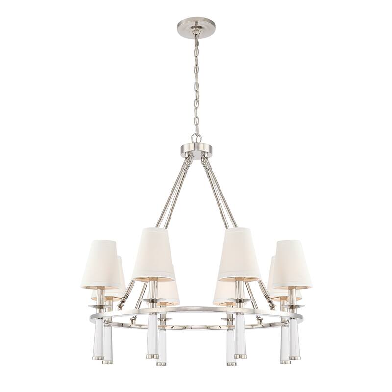 Timeless Home Eight Light Chandelier Baxter Polished Nickel - Exact Size