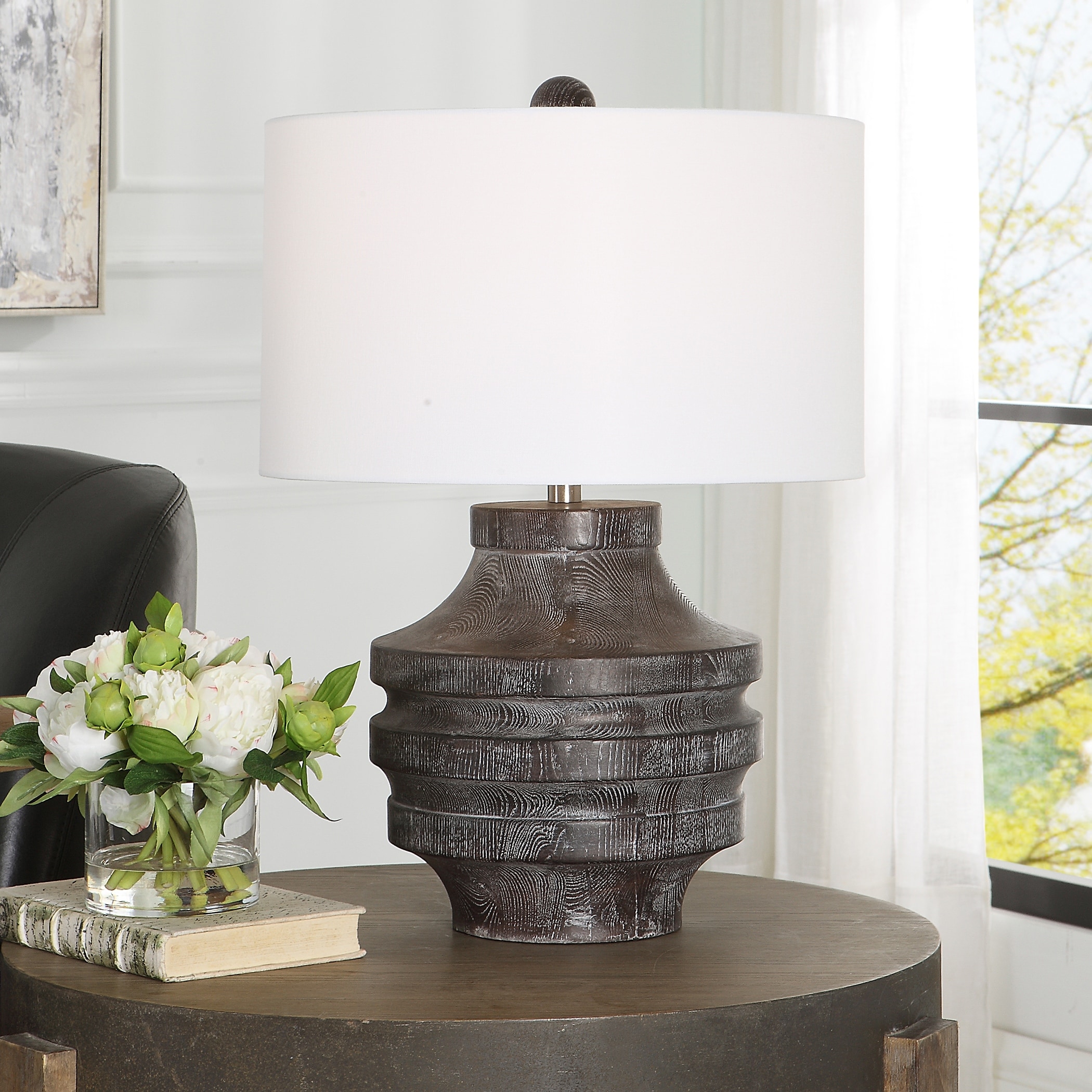 Uttermost Relic 1 Light Table Lamp 19 inches Wide by 10 inch 並行輸入品 Uttermost Timber Carved Wood Table Lamp - 17\"x24\"x17\" - Overstock