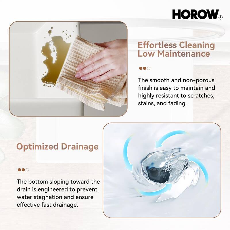 HOROW 24 in. Ceramic White Rectangular Bathroom Console Sink with Golden Legs and Overflow