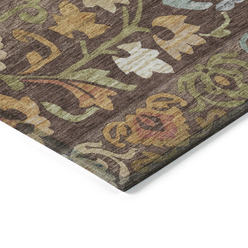 Machine Washable Indoor/Outdoor Floral Watercolor Chantille Rug