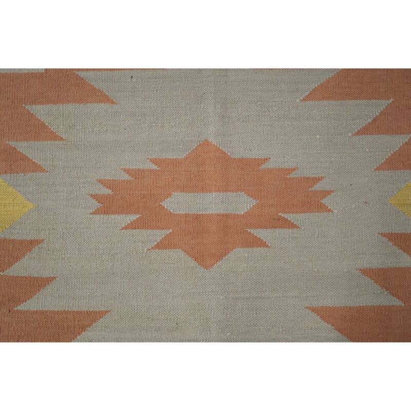 Hand Woven Oriental 100% Wool Carpet Southwestern Modern Greys & Charcoal Kilim Area Rug - 14' 1'' X 11' 1''