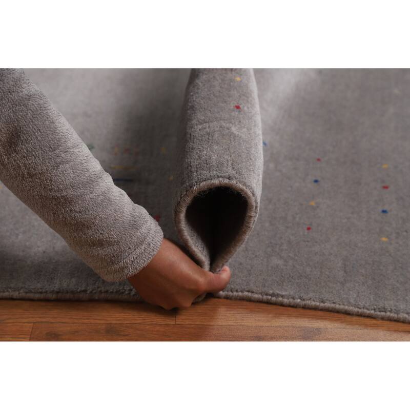 Gray Gabbeh Oriental Area Rug Handmade Wool Carpet - 9'4" x 11'9"