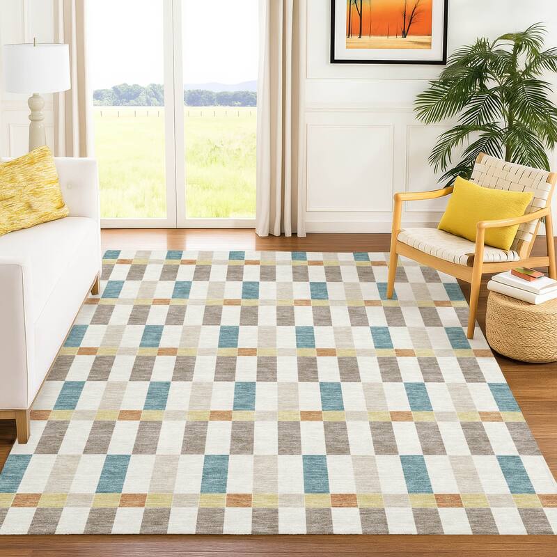 Machine Washable Indoor/ Outdoor Modern Chanute Chantille Rug