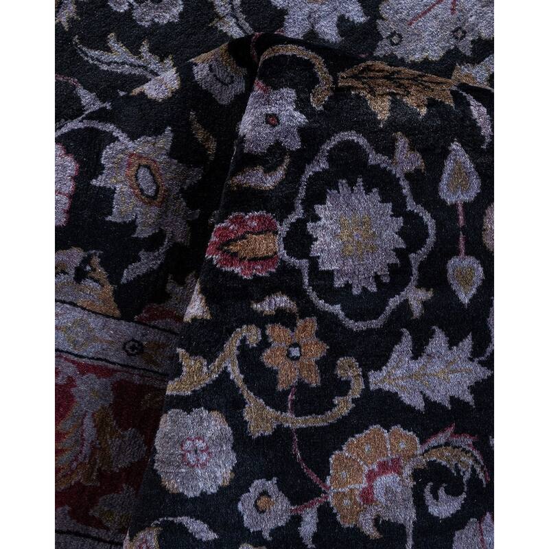 Overton Hand Knotted Wool Vintage Inspired Modern Contemporary Overdyed Black Area Rug - 4' 0" x 6' 5"