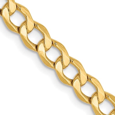 Curata 10k Semi Solid Lobster Claw Closure 4.3mm Semi solid Curb Link Chain Bracelet