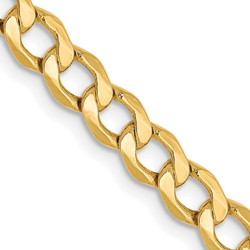 Curata 10k Yellow Gold 4.3mm Semi-solid Curb Link Chain Necklace Options: 16 18