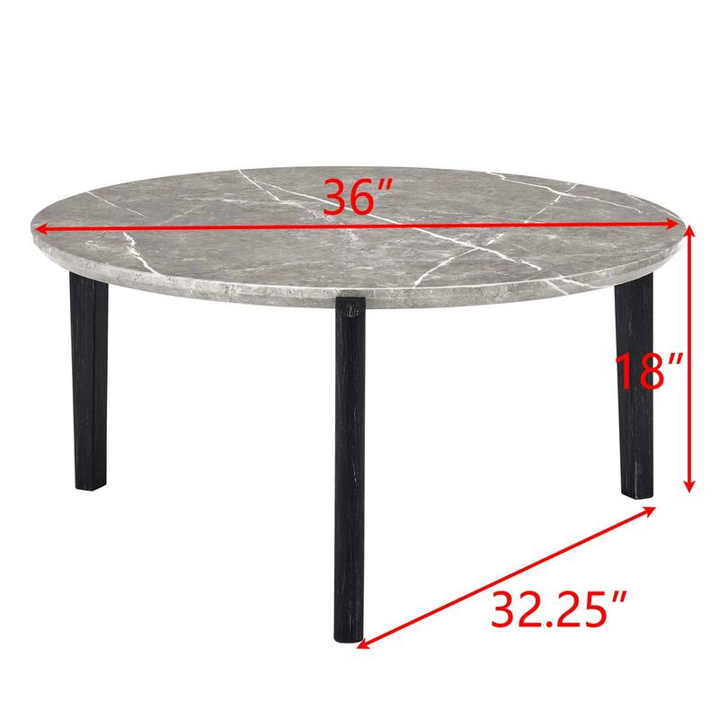 36" Modern Style Faux Marble Round Coffee Table