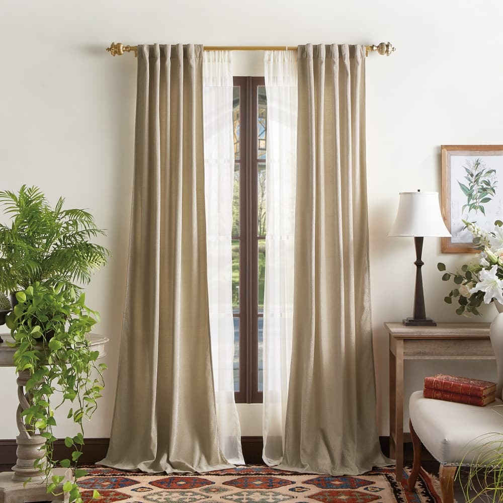 Martha Stewart Naples Chenille Solid Curtains - Panel Pair or Valance