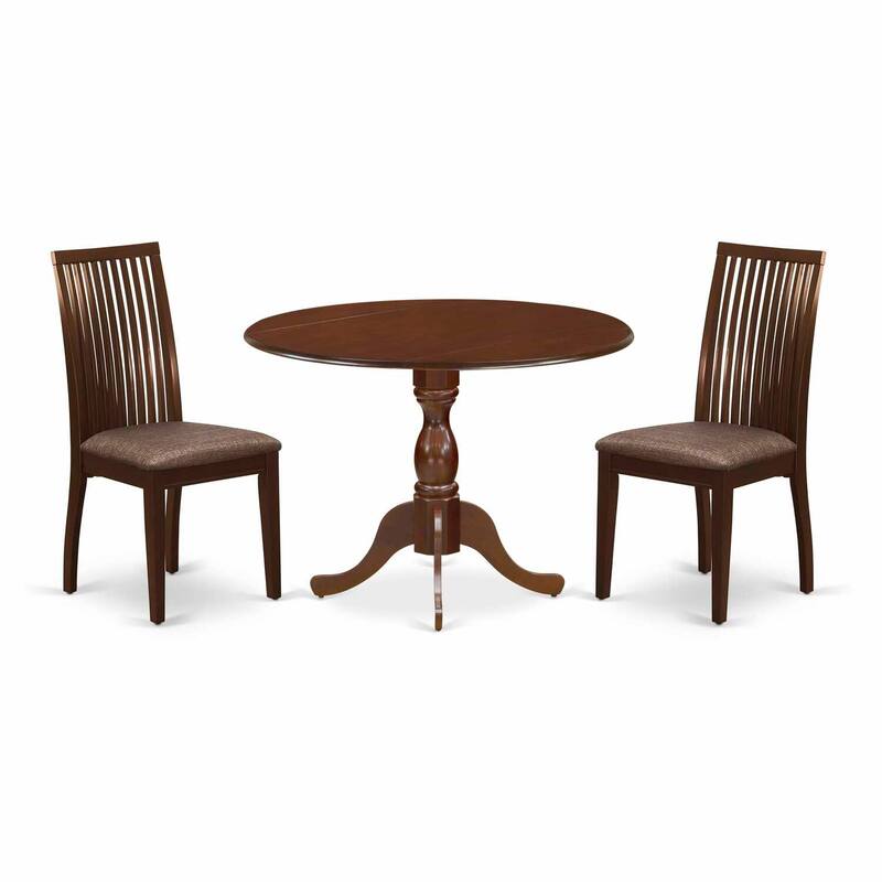 3-Piece Mahogany Finish Solid Wood Top - Dining Room Set - Seats 4