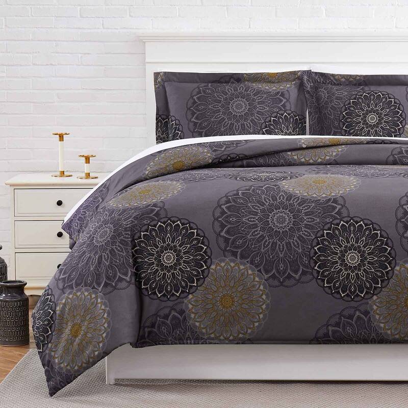 Midnight floral Down Alternative Comforter and Sham Set