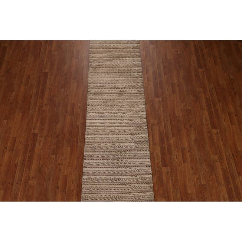 Striped Modern Gabbeh Runner Rug Handmade Wool Carpet - 2'6"x 11'8"