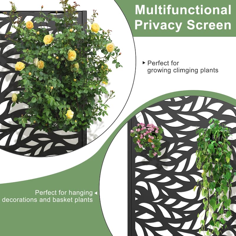 Metal Movable Planter Box with Trellis Privacy Screen Planter Box with Lockable Wheels