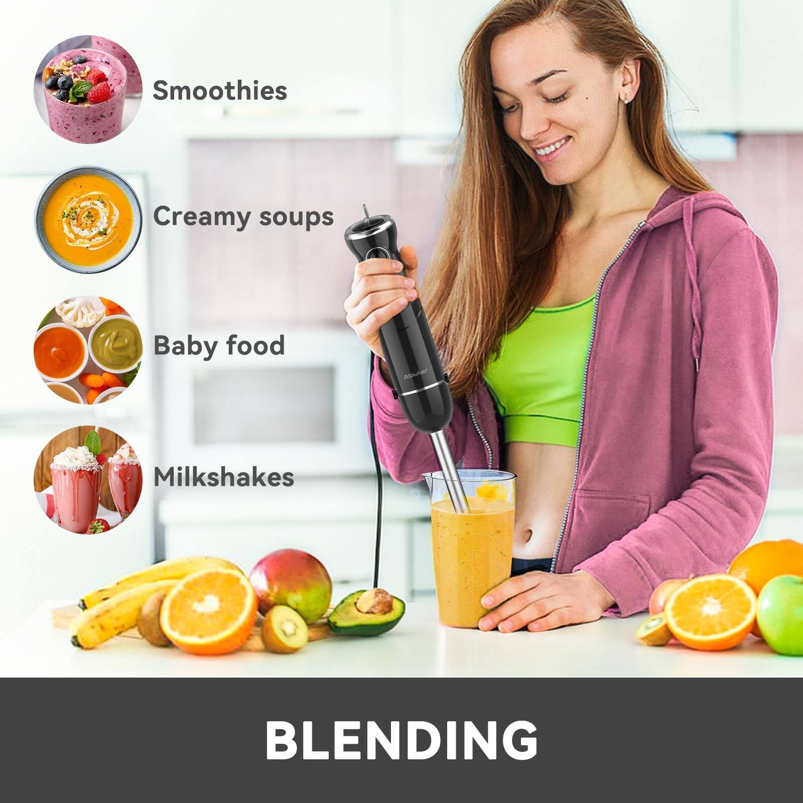 Immersion Blender Handheld, 800W Scratch Resistant Hand Blender,5 in 1 Emulsifier Blender Mixer