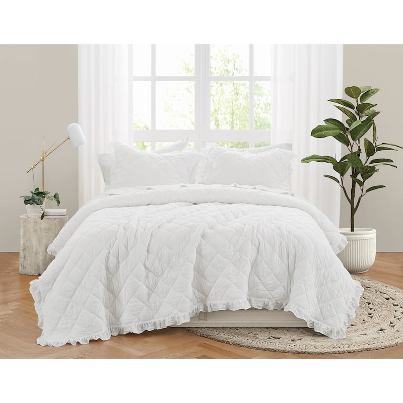 Truly Soft Crinkle Ruffle 3 Piece Quilt Set