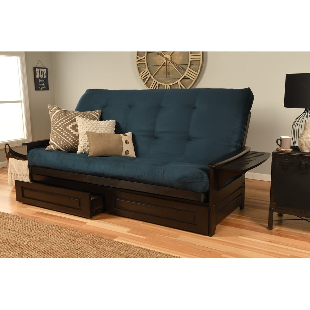 Somette Phoenix Queen-size Storage Futon Set in Espresso Finish with Suede Mattress