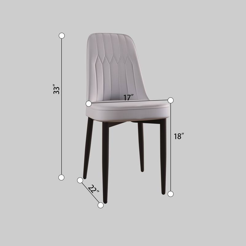 PU Leather Dining Chair - Gray - Set of 4