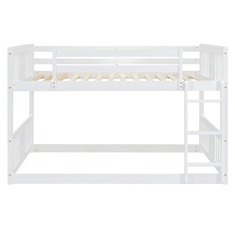 Full Over Full Bunk Bed with Ladder, Gray