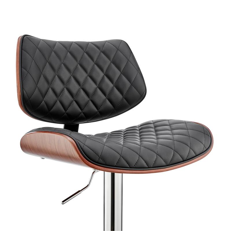 Faux Leather Adjustable Bar Stool with Swivel Seat and Chrome Matte Frame