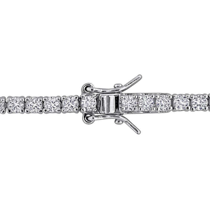 Miadora 6 3/4ct TGW Created Emerald & Created White Sapphire Bracelet in Sterling Silver