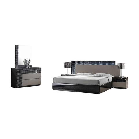Best Master Furniture 5 Pieces Black/Zebra Grey Bedroom Set
