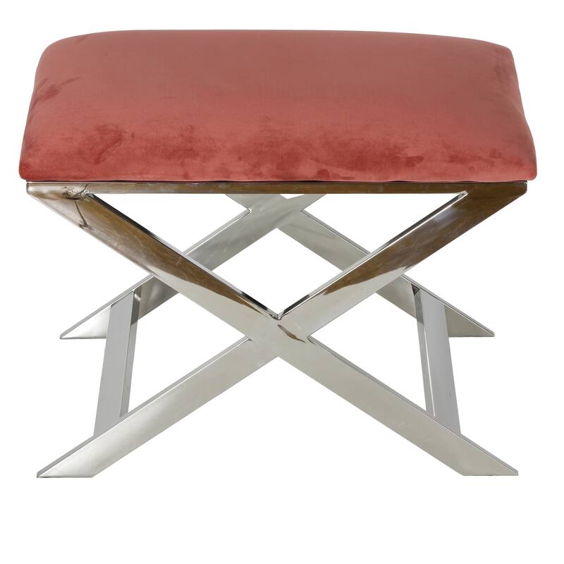 Cortesi Home Komodo X Bench Ottoman, 23", Blush Pink