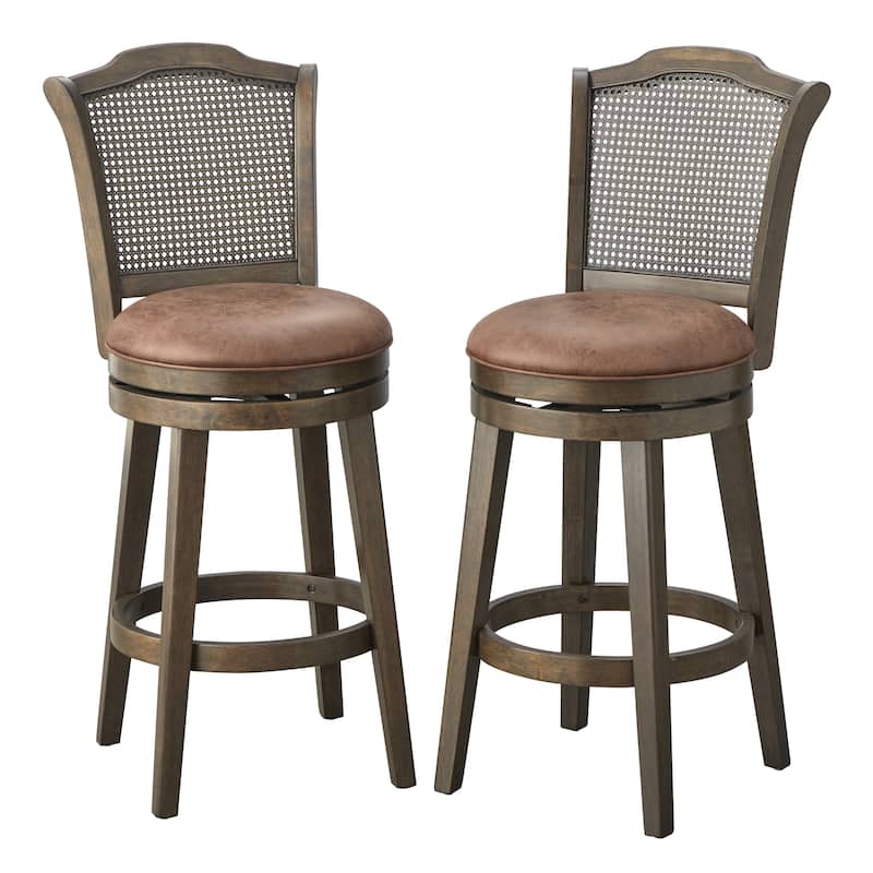 Lifestorey Thurston Solid Wood Cane 30-inch Swivel Barstool