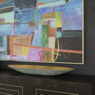 Harp & Finial Cella Tray - Pearl White Finish on Resin with Gold Leaf Interior