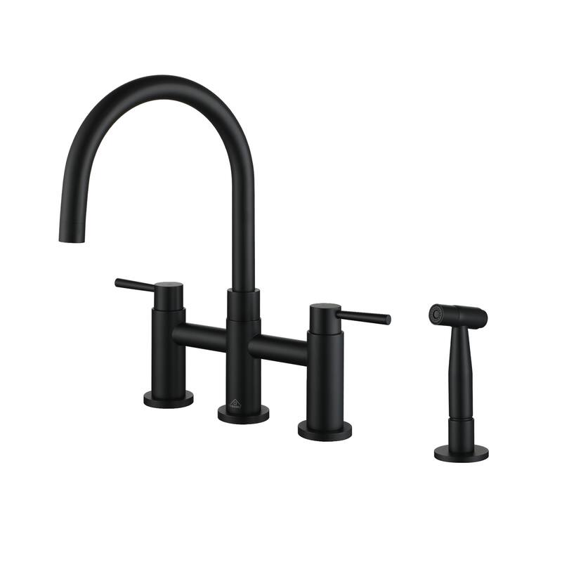 Double Handle Bridge Kitchen Faucet with Side Sprayer
