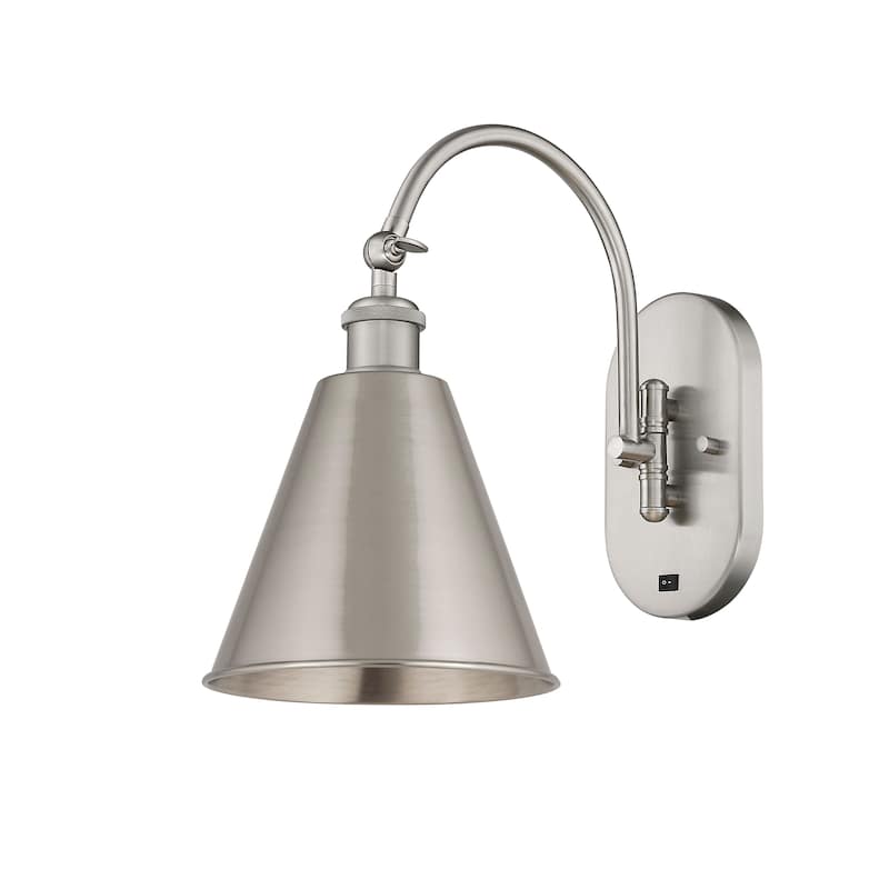 Innovations Lighting Ballston Ballston Cone - 1 Light 8" Sconce - Arm Swivels Side To Side - Brushed Satin Nickel