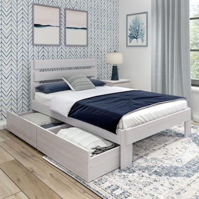 Plank and Beam Farmhouse Full Bed with Plank Headboard and Storage Drawers