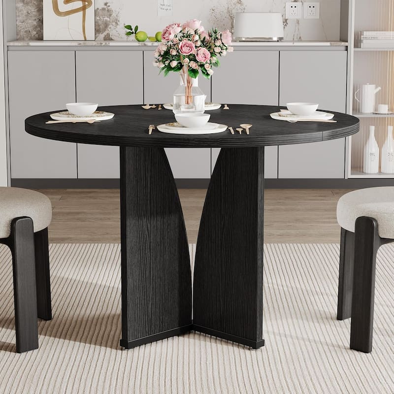 39.4-inch Wood Round Kitchen/Dining Table for 4 People Dining/Living Room