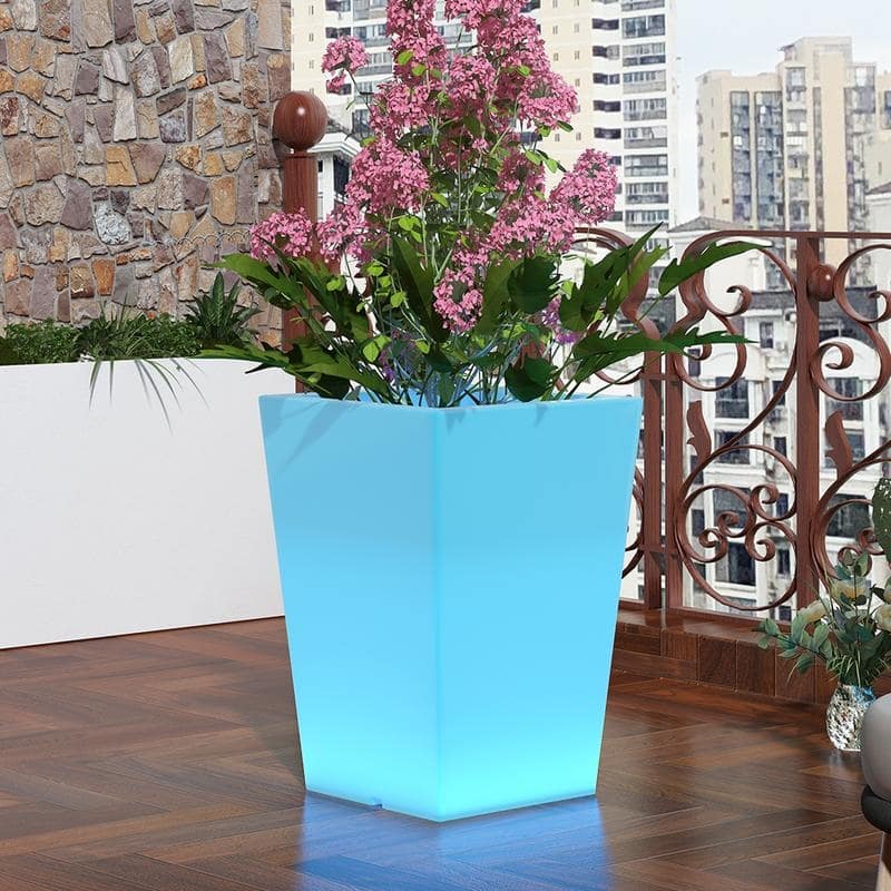Mixoy Changing Colors LED Lighting Flower Pot,Rechargeable Light Up Cordless Outdoor Furniture for Party,Ambiance LED Furniture