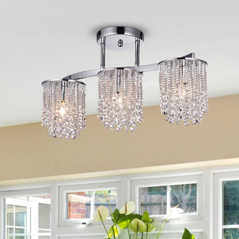 Plinius 3 - Light Cluster Cylinder Semi Flush Mount - Chrome