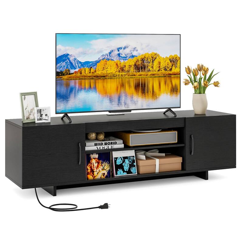Costway TV Stand for 70" TVs Modern Entertain Center with Power Outlet - See Details - Black