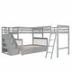 preview thumbnail 37 of 44, Twin over Full L-Shaped Bunk Bed with Ladder, Staircase, and 3 Drawers
