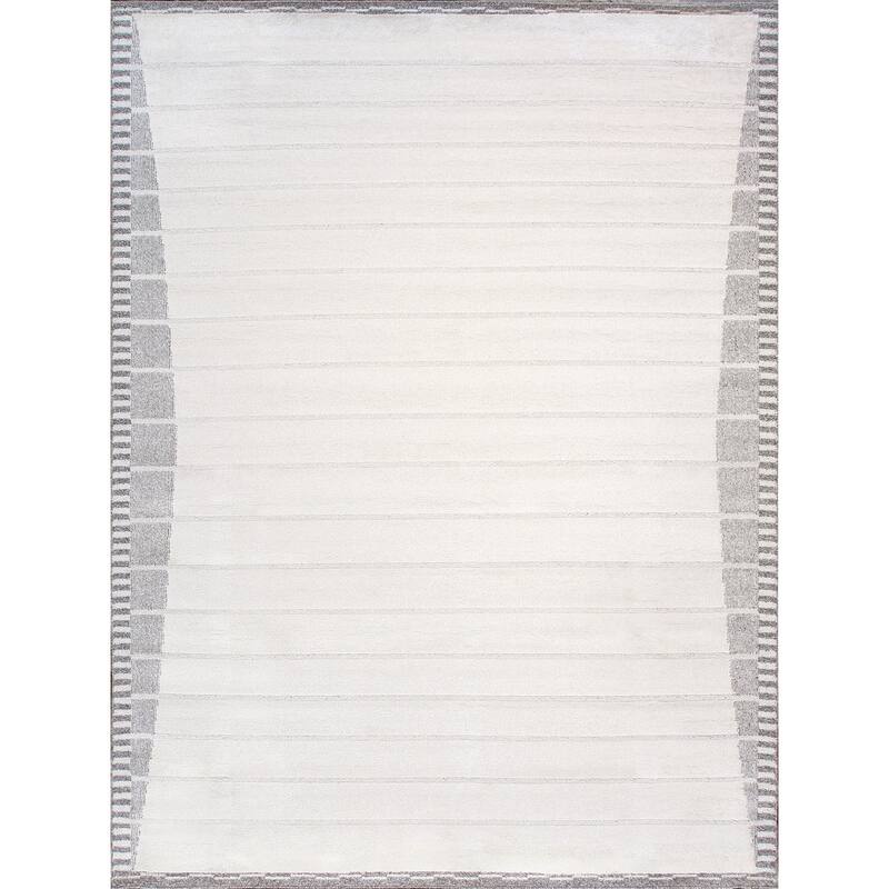 Pasargad Home Turkish Sutton Striped Ivory/Grey Area Rug - 8' 6" X 11' 6" - Ivory