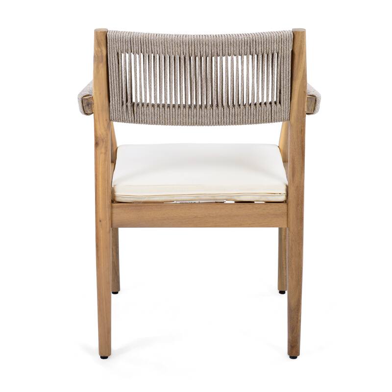 Braided Acacia Wood Outdoor Dining Table and Chairs Set of 2,All-Weather Patio Furniture