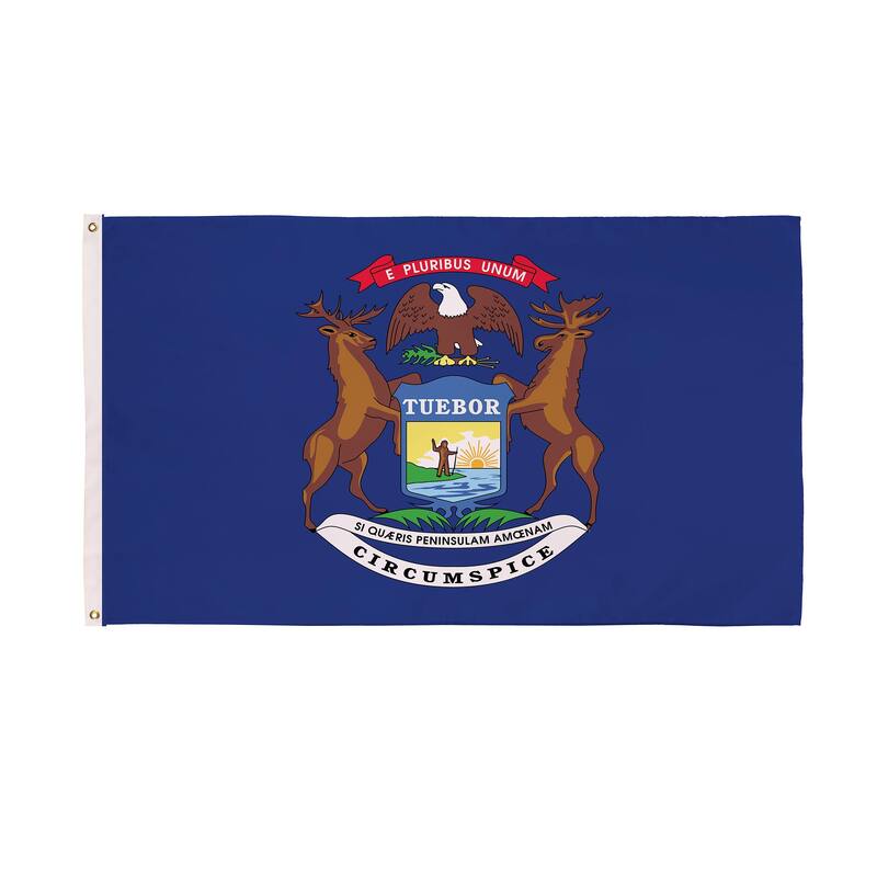State of Michigan Double Sided Flag w/ 2 Grommets, 3'x5'